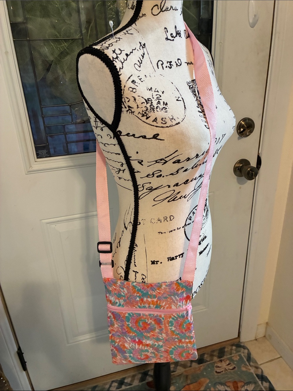 Pink Floral Crossbody Tote Bag - Womens/Girls Shoulder Bag